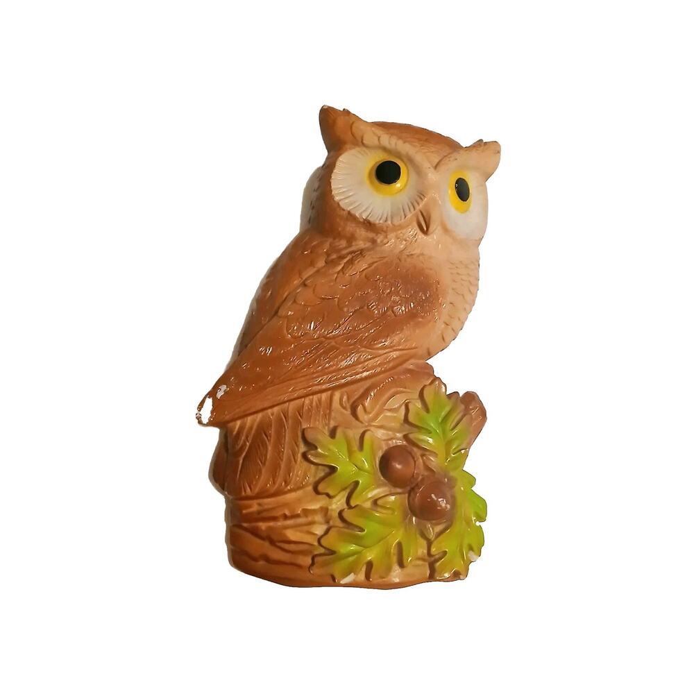 Vintage Great Horned Owl Chalkware Wall Plaque Miller Studio Inc 1981 8.5 In